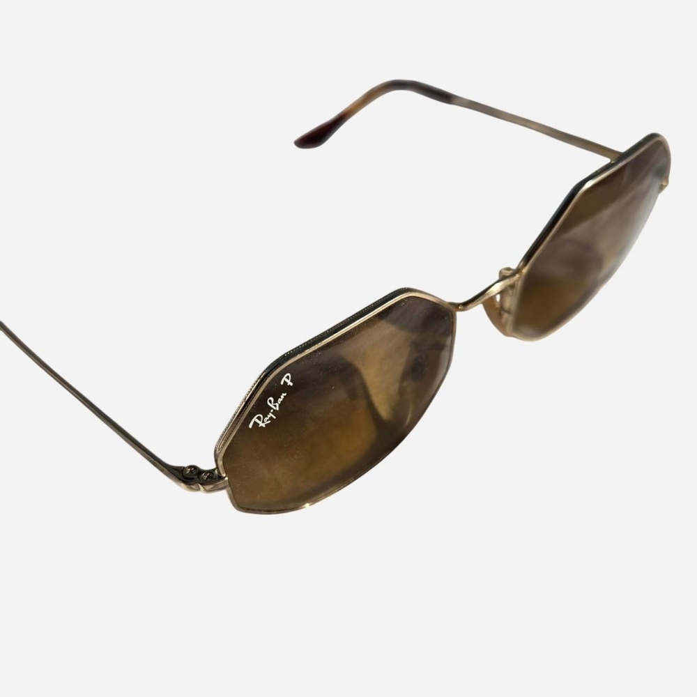 Ray-Ban Octagon Gold And Brown Sunglasses